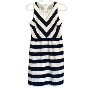 Loft Petite Womens Size 6P Black and White Stripe Work Attire Cocktail Dress